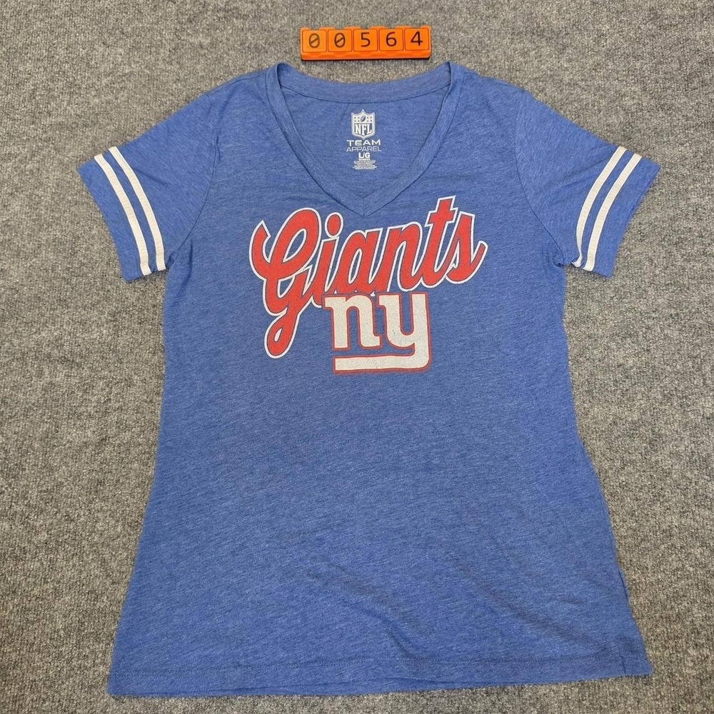 NFL New York Giants Women's V-Neck T-Shirt with red/white logo Size: Large